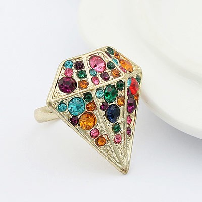 Ring Diamant  m/ farvede sten - Design nr. 20