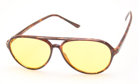 Rødlig burn aviator / trucker solbrille med gult glas - Design nr. 397