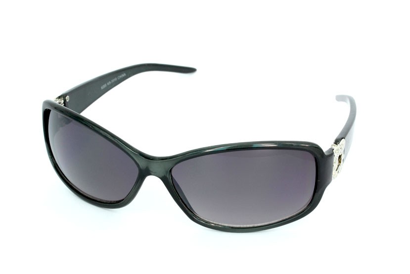 Sort enkelt solbrille med fin sølv detalje. - Design nr. 609