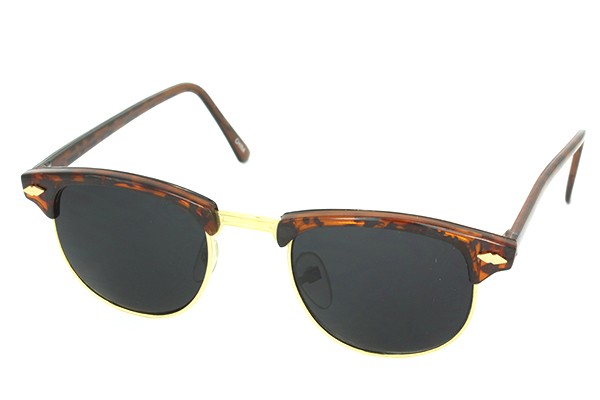 Clubmaster solbrille med meget mørkt glas. Tortoise brun og guld - Design nr. 636
