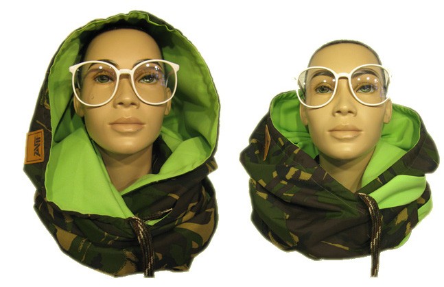 Hoodie tørklæde / Neck head i militærgrøn. - Design nr. 817