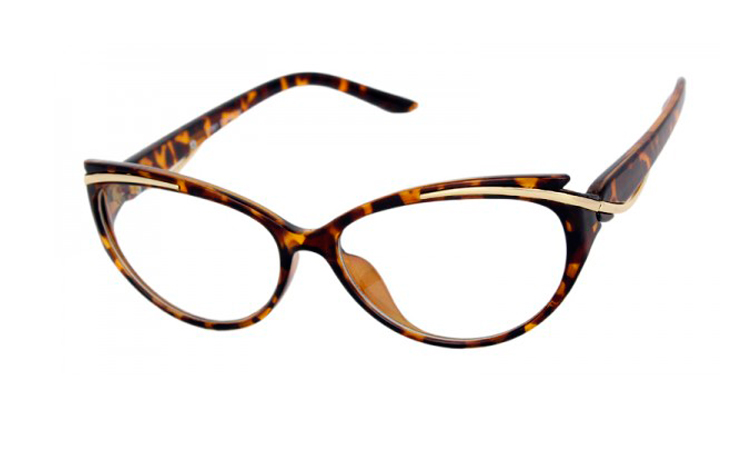 Brun Cateye brille med klart glas uden styrke i ægte 40er - 60er stil. - Design nr. 3403