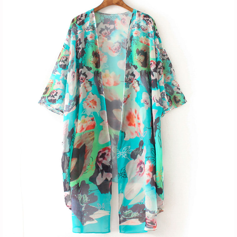 Sommer kimono i skønne kraftige farver. - Design nr. k123
