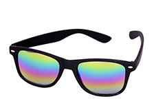Sort mat wayfarer solbrille med multispejl - Design nr. 1109