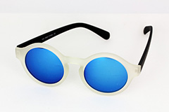 Rund mode solbrille i mat transparent med sort stang - Design nr. 1125