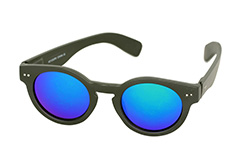 Mat sort solbrille med blålige spejlglas - Design nr. 1132