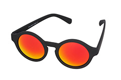 Mat sort solbrille med spejlglas i rødlige nuancer. - Design nr. 1143