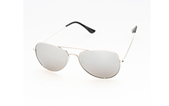 Pilot /aviator solbrille med sølvfarvet stel og sølvfarvet spejlglas - Design nr. 277