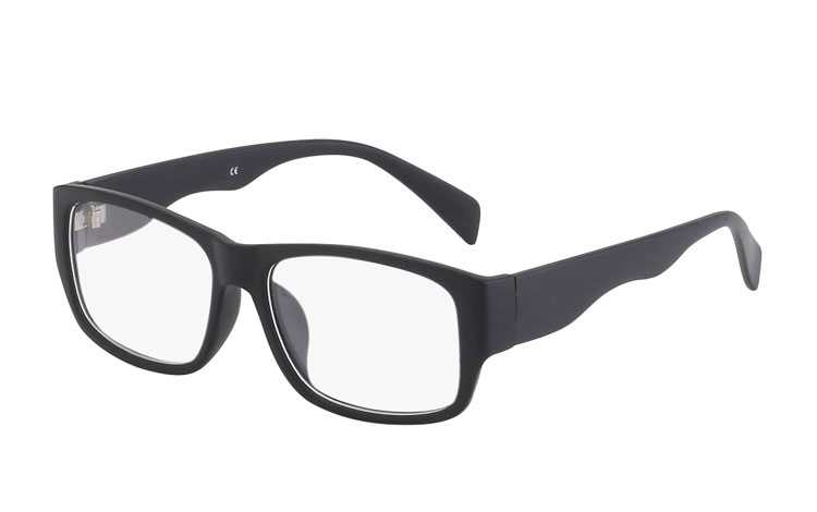 Sort firkantet brille i mat design - Design nr. 3020