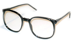 Stor rund brille i sort med klart glas, uden styrke. - Design nr. 304