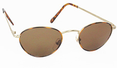 Oval solbrille i guld med sort og brun - Design nr. 3119
