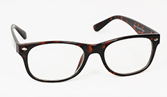 Lille og let mørkbrun wayfarer brille uden styrke - Design nr. 3129