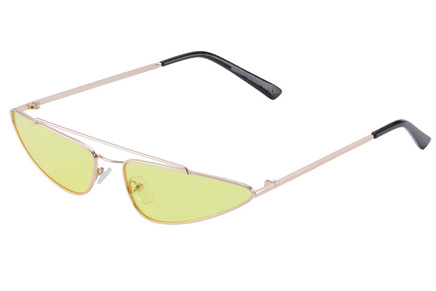 Smal solbrille i cat eye metalstel med dobbelt bro. - Design nr. s3869