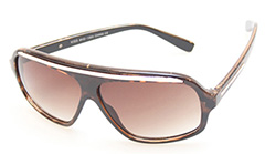 Tortoise / skildpaddebrun aviator solbrille med guld stribe øverst - Design nr. 387