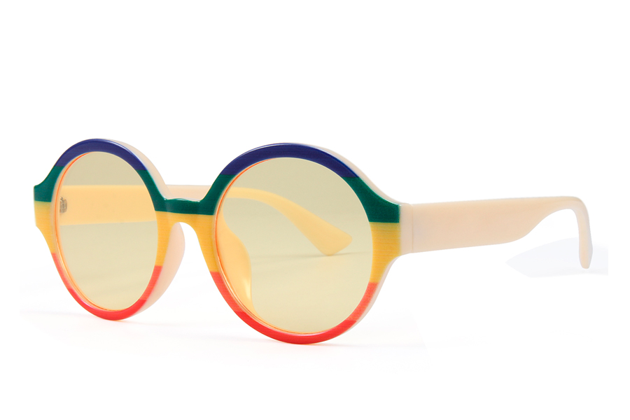 Flot mode solbrille i farvet design med gule glas - Design nr. s3896