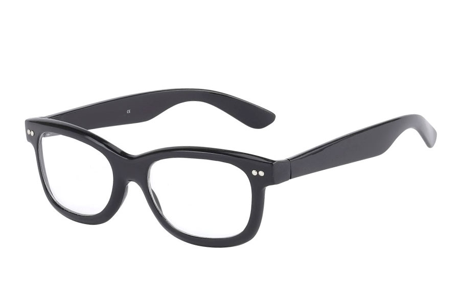 Sort brille med klart glas uden styrke i wayfarer look - Design nr. 402