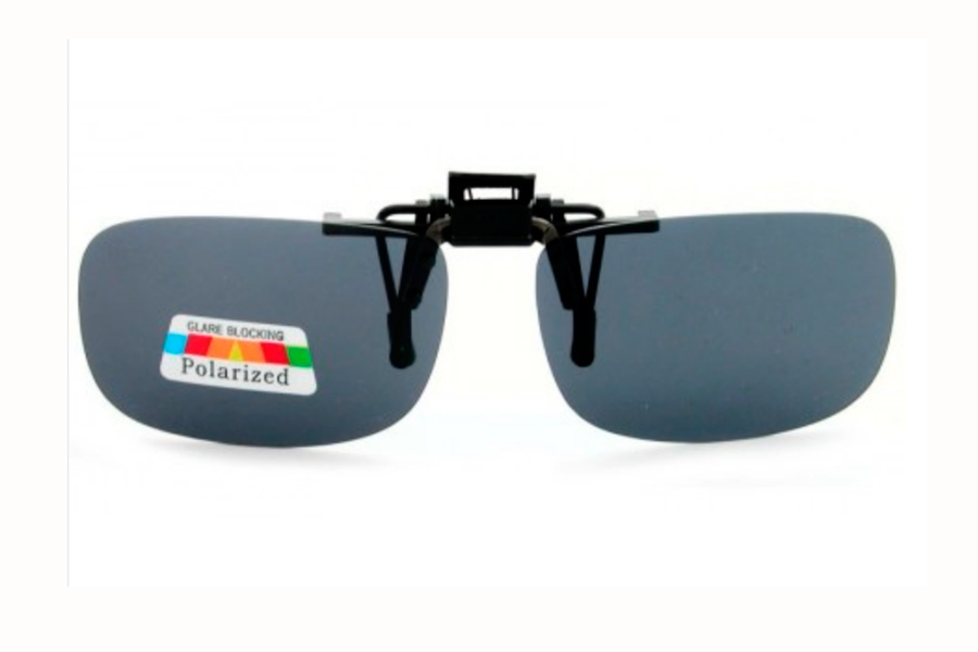 Polaroid clip-on solbrille i aflangt design med mørke gla - Design nr. s4049