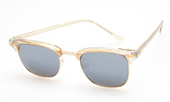 Clubmaster solbrille med gennemsigtig beige smoke farve og let spejlglas - Design nr. 405