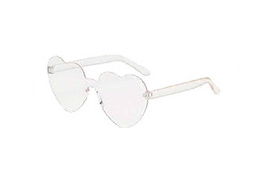 Hjerte solbrille i klar transparent fladt design - Design nr. s4072
