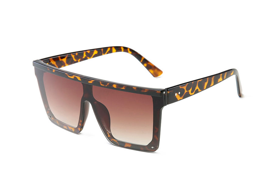 Skildpaddebrun spættet solbrille i kantet design