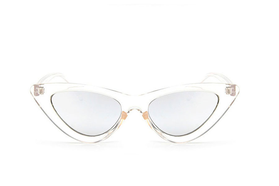 Fræk transparent solbrille i Cat-Eye design med sølvfarvet spejlglas - Design nr. s4143