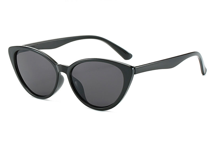 Cateye solbrille i blank sort stel - Design nr. 4263