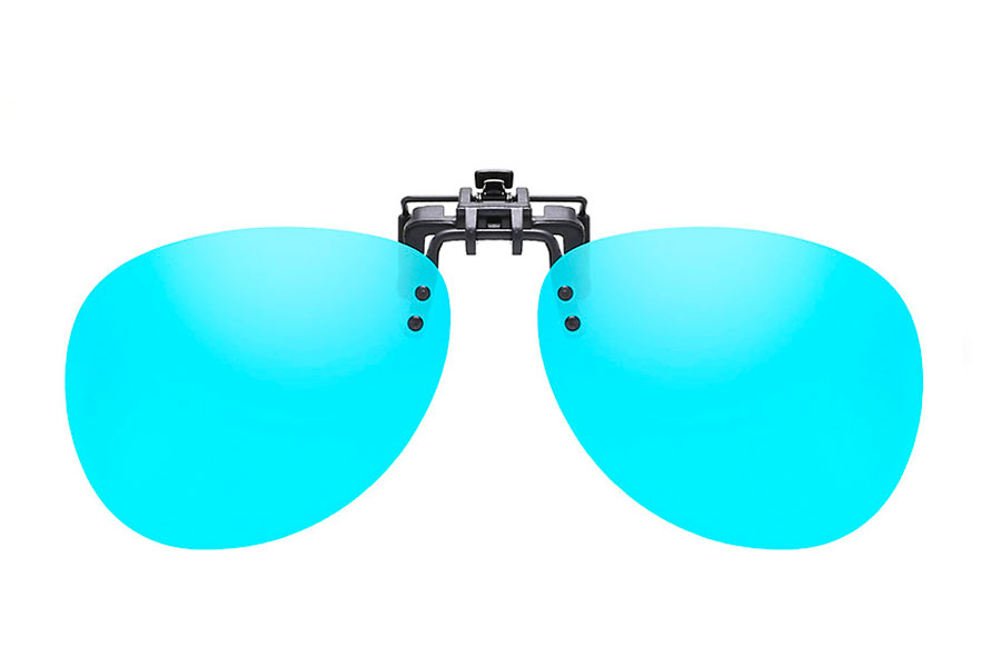 Polaroid clip-on solbrille i isblå spejlglas. - Design nr. 4304