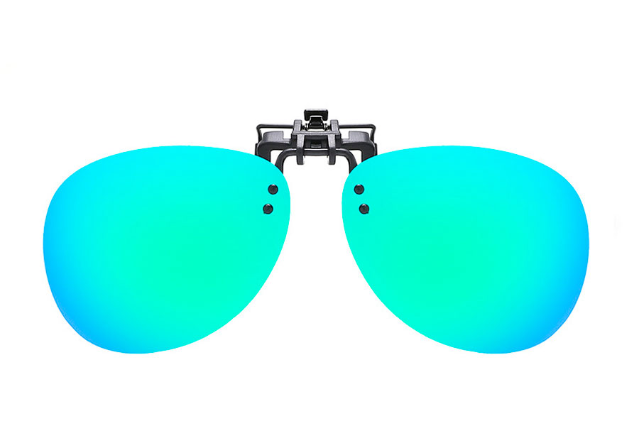 Polaroid clip-on solbrille i grøn-blå spejlglas - Design nr. 4305