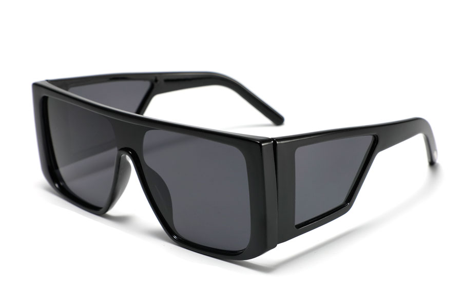Oversize solbrille sort blank stel med sideglas i de bredde stænger - Design nr. 4323