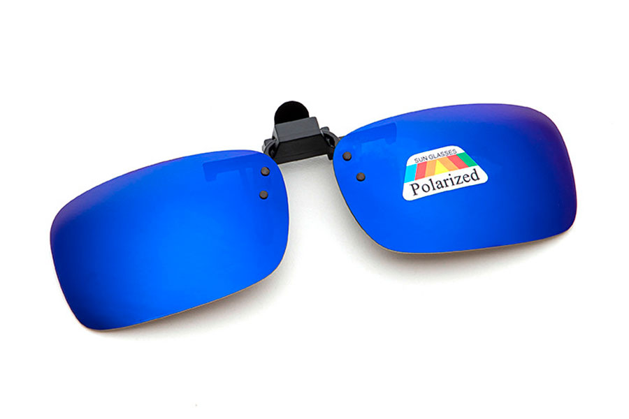 Polaroid clip-on solbrille med spejlglas i blå-lilla nuancer - Design nr. 4354