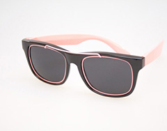 Sort wayfarer agtig solbrille med lyserød metal bøjle - Design nr. 443