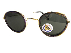 Rund solbrille med lilla-gul marmor gummikant - Design nr. 490