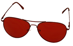Stor pilot solbrille med rødt glas